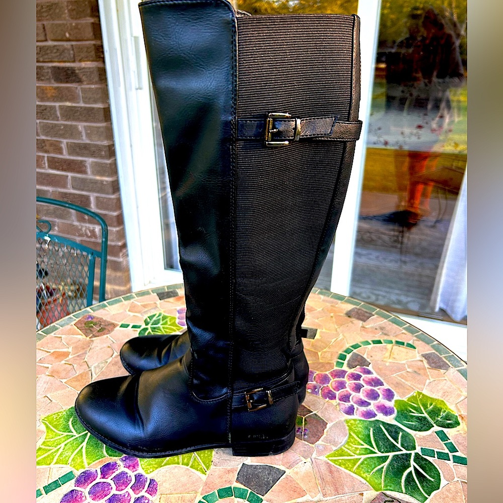 TALL BLACK RIDING BOOTS SIZE 7.5